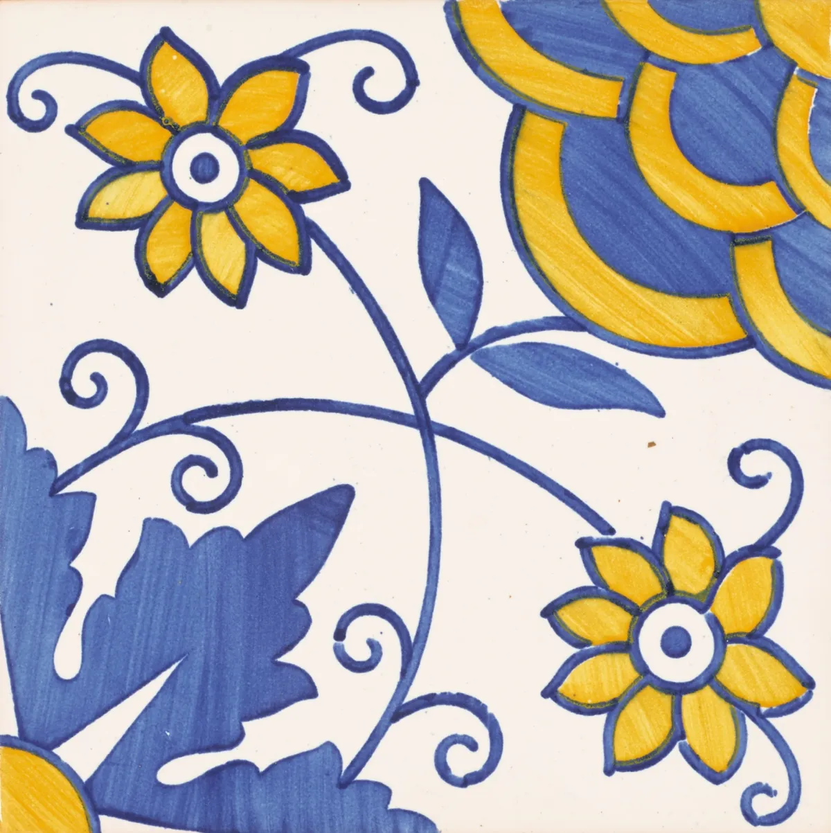 <h3>APL 123 Azul, Branco e Amarelo 14X14</h3><small>Coleções & Azulejos, Azulejo Tradicional</small>